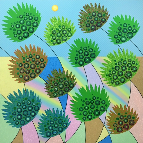 Eric Hibit, Dewdrops on Palms, 2020