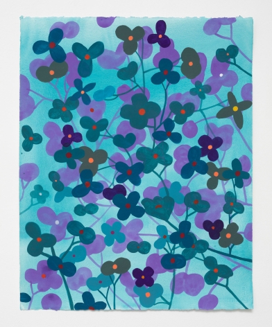 Ruby Palmer, Flower Series: Purple and Green on Light Turquoise, 2021